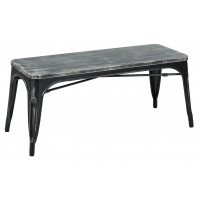 OSP Home Furnishings BRW451AB-C306 Bristow Antique Black Frame Bench with Vintage Wood Seat in Ash Crazy horse Finish